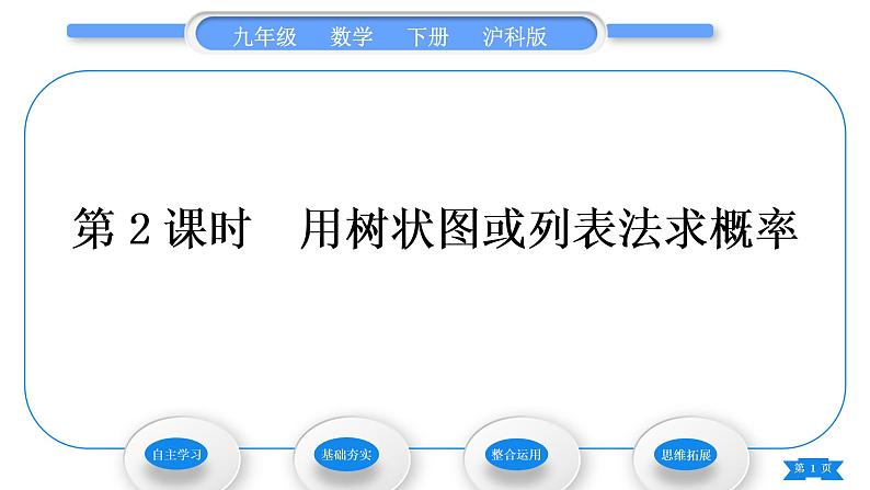 沪科版九年级数学下第26章概率初步26.2等可能情形下的概率计算第2课时用树状图或列表法求概率习题课件01