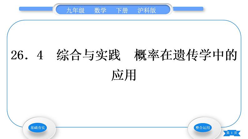 沪科版九年级数学下第26章概率初步26.4综合与实践概率在遗传学中的应用习题课件01