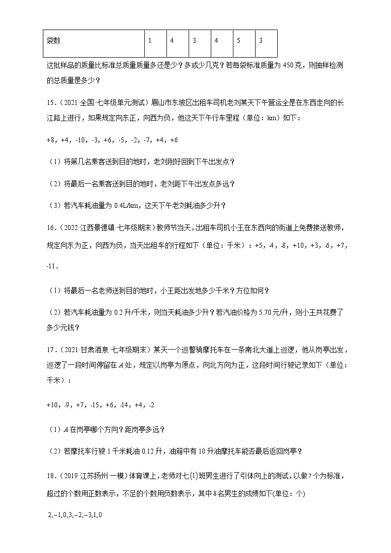 1.1正数和负数（练习）-七年级数学上册同步精品课堂（人教版）（原卷版）第3页