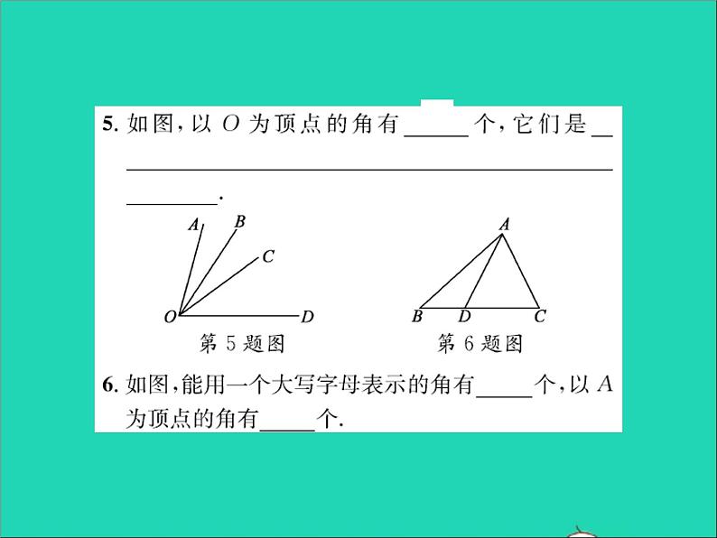 2022七年级数学上册第二章几何图形的初步认识2.5角及角的度量习题课件新版冀教版04