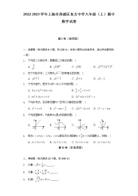 上海市青浦区东方中学2022-2023学年八年级上学期期中数学试卷 (含答案)