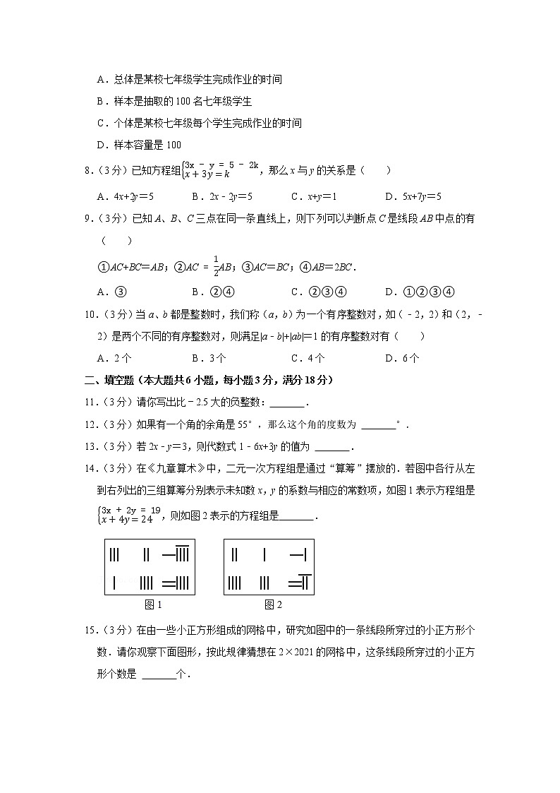 2021-2022学年安徽省合肥市蜀山区七年级（上）期末数学试卷第2页
