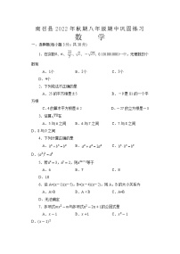 河南省南阳市南召县2022—2023学年上学期八年级期中巩固练习数学试卷