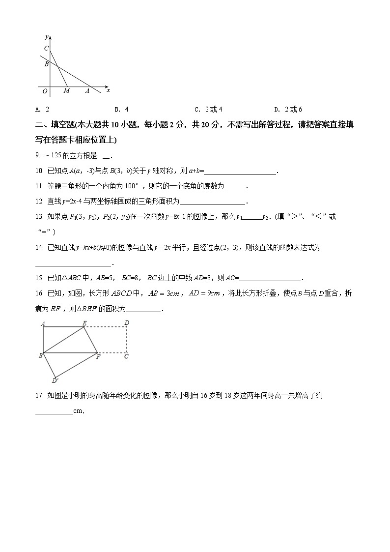 常州市溧阳市2021-2022学年八年级上学期期末数学试题（含解析）第2页