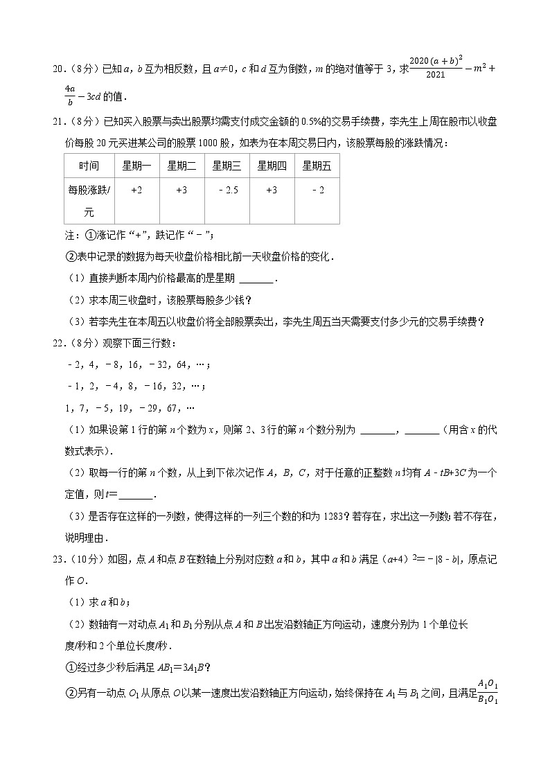 2021-2022学年湖北省武汉外国语学校七年级（上）期中数学试卷03