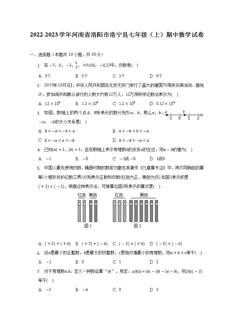 河南省洛阳市洛宁县2022-2023学年七年级上学期期中数学试卷(含答案)第1页