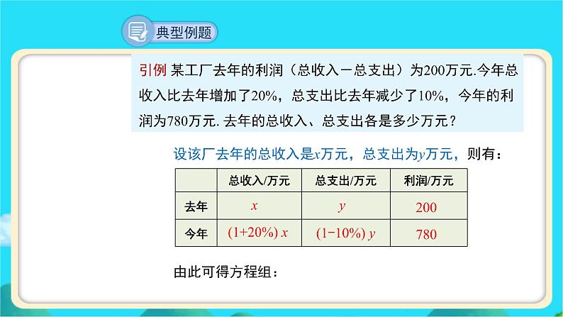 《应用二元一次方程组——增收节支》示范课教学课件【数学八年级上册北师大】第7页