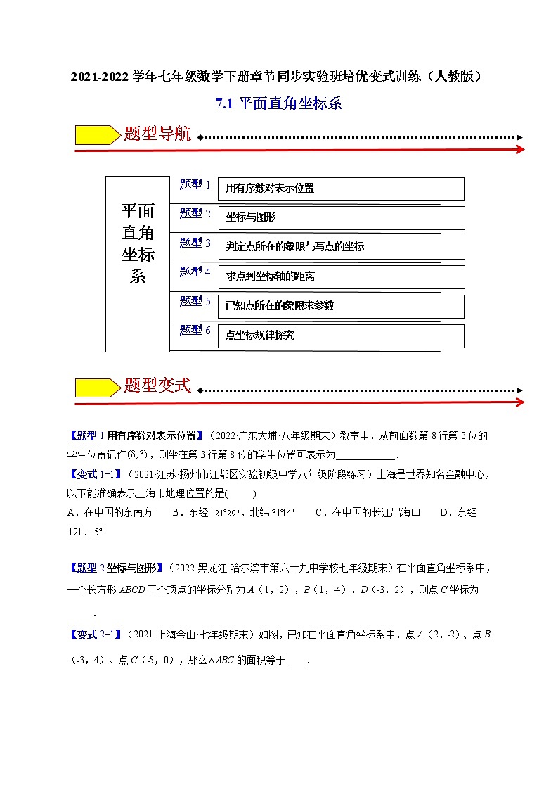 7.1平面直角坐标系（题型专攻）-最新七年级数学下册章节同步实验班培优题型变式训练（人教版）01