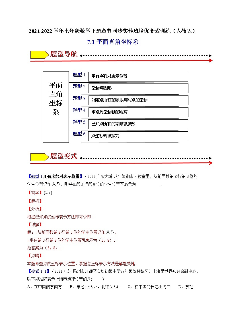 7.1平面直角坐标系（题型专攻）-最新七年级数学下册章节同步实验班培优题型变式训练（人教版）01