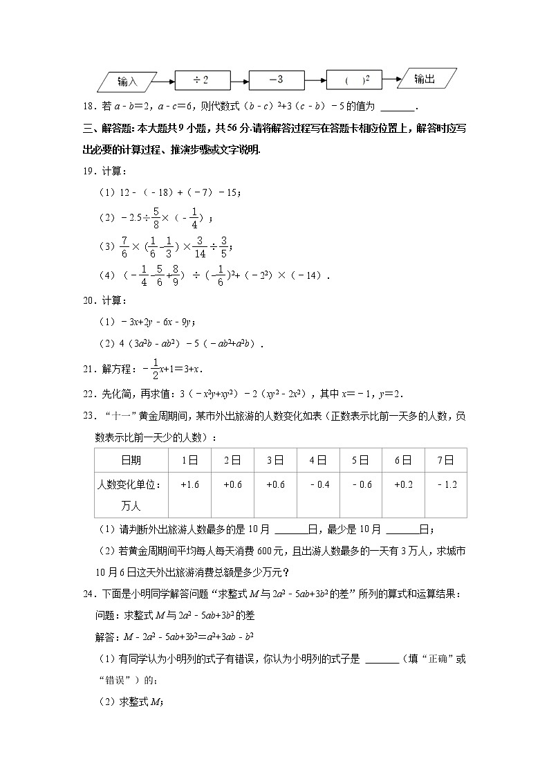 2022-2023学年江苏省苏州市工业园区七年级（上）期中数学试卷(解析版)03