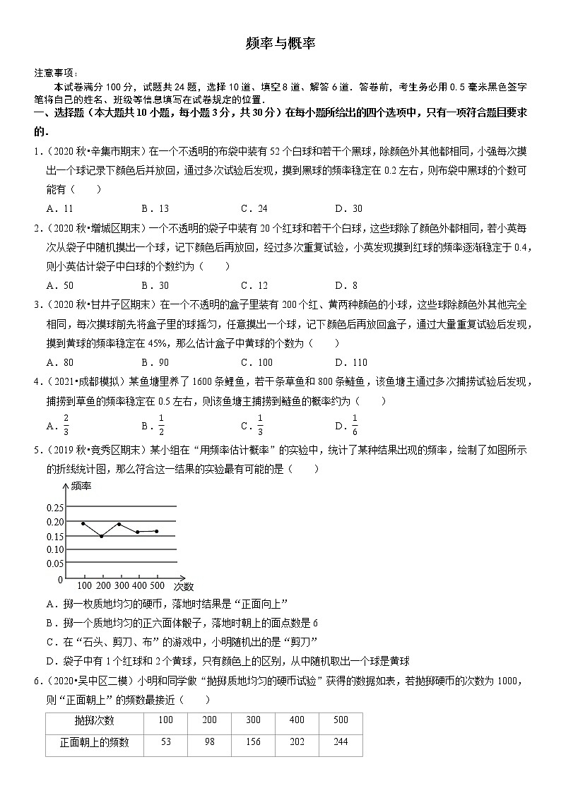 25.2.2频率与概率-九年级数学上册同步培优题典【华师大版】01