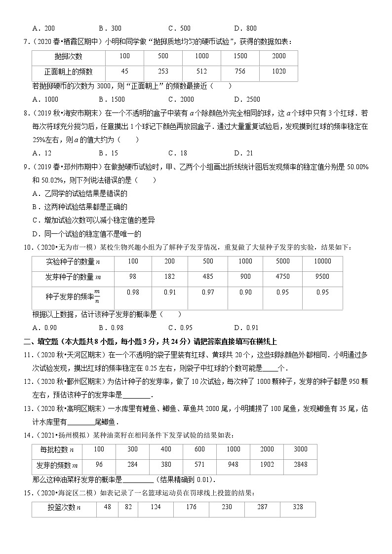 25.2.2频率与概率-九年级数学上册同步培优题典【华师大版】02