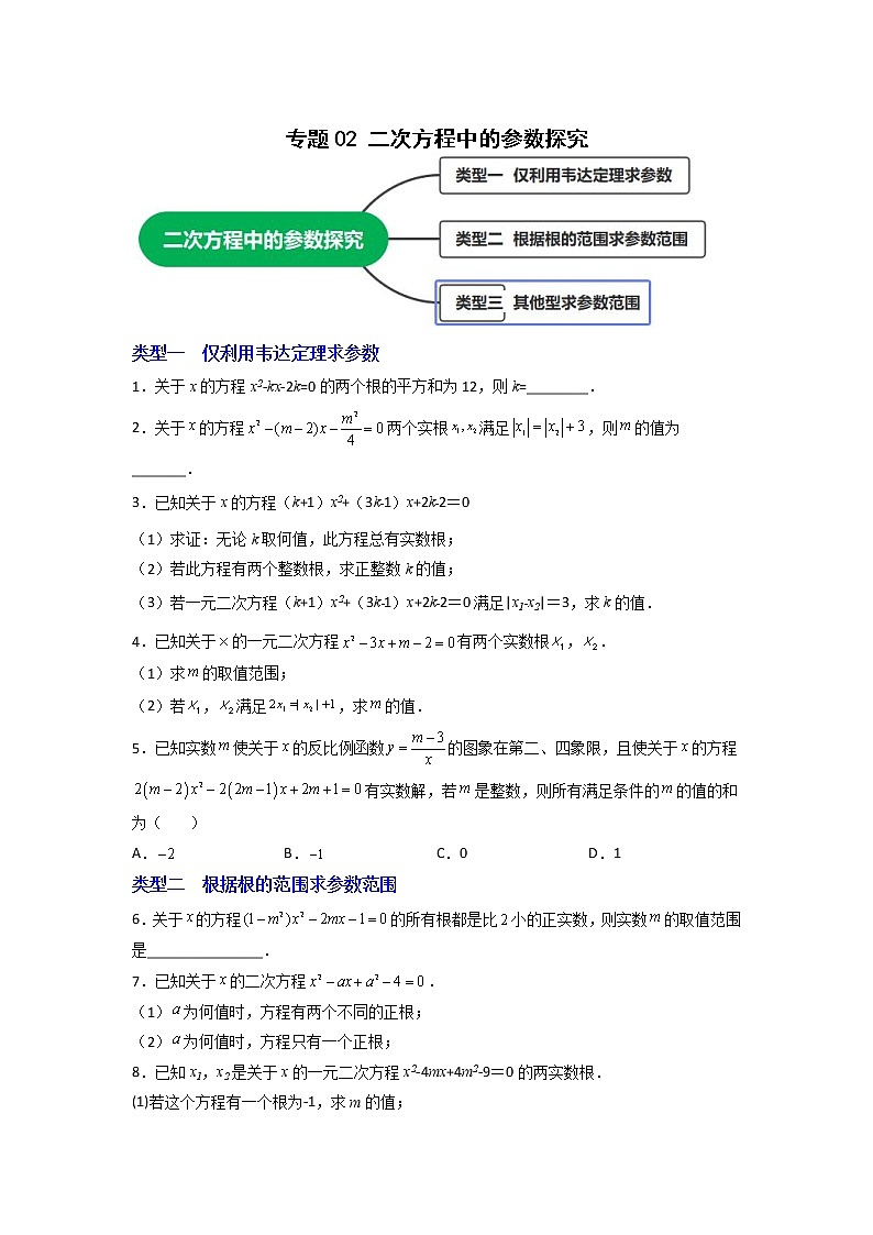 专题02 二次方程中的参数探究（原卷版）第1页