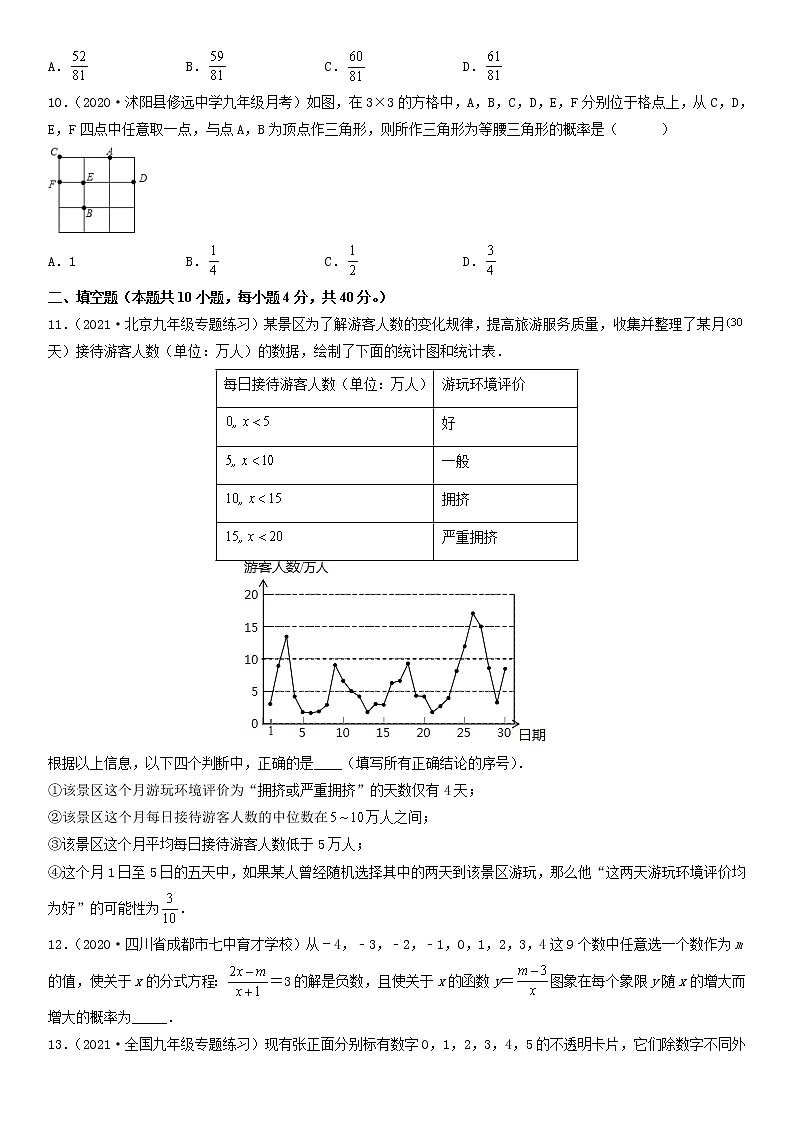 第25章 随机事件的概率（B卷·提升能力）-九年级数学上册同步单元AB卷（华师大版）（原卷版）第3页