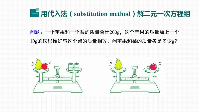 人教版七年级下册《8.2 第1课时 代入法Substitution method》-双语课件第4页