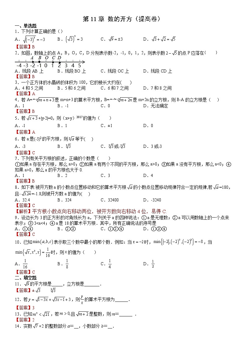 第11章 数的开方（提高卷）-  八年级数学上册拔尖题精选精练（华东师大版）01