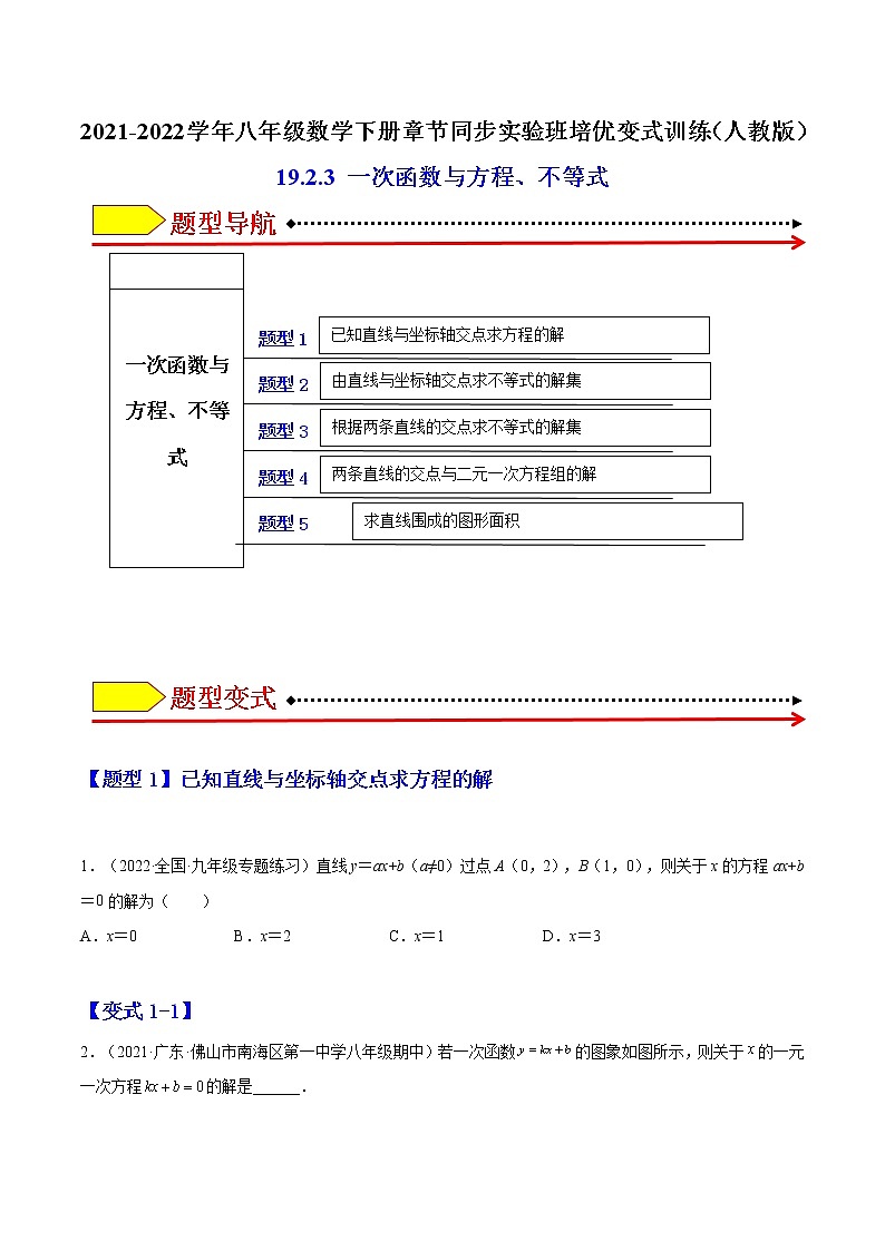 19.2.3 一次函数与方程、不等式（原卷版）-最新八年级数学下册章节同步实验班培优题型变式训练（人教版）第1页