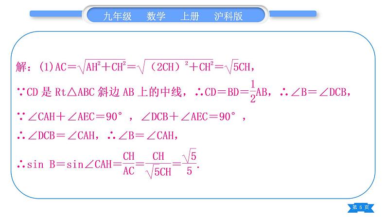 沪科版九年级数学上第23章解直角三角形知能素养小专题(八)解直角三角形的综合运用(二)习题课件05