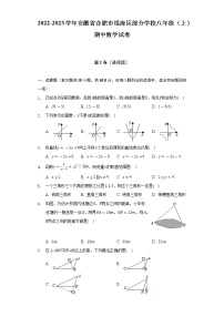 2022-2023学年安徽省合肥市瑶海区部分学校八年级（上）期中数学试卷（含解析）