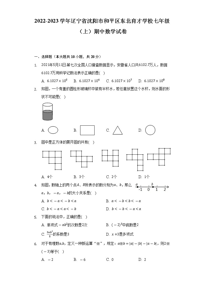 2022-2023学年辽宁省沈阳市和平区东北育才学校七年级（上）期中数学试卷（含解析）01
