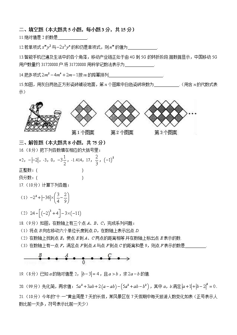 河南省信阳市淮滨县2022-2023学年七年级上学期期中数学试题(含答案)第2页