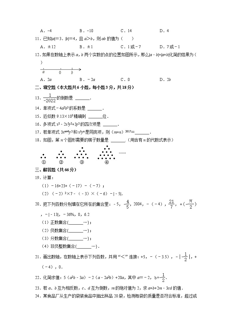 广西河池市凤山县2022-2023学年七年级上学期期中数学试卷02