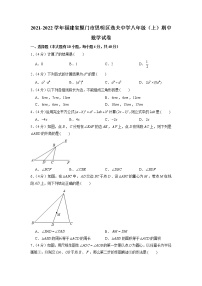 福建省厦门市思明区逸夫中学2021-2022学年八年级上学期期中数学试卷（含答案）