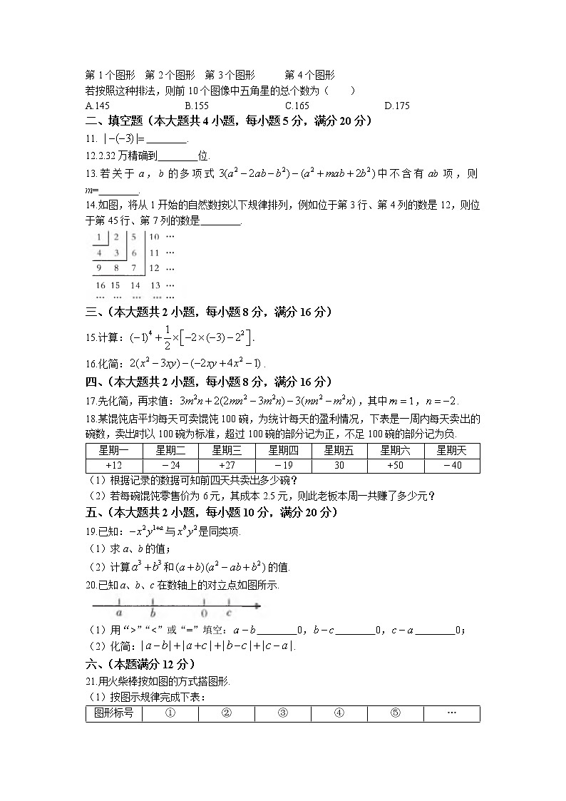 安徽省滁州市全椒县2022-2023学年七年级上学期期中考试数学试题（含答案）第2页