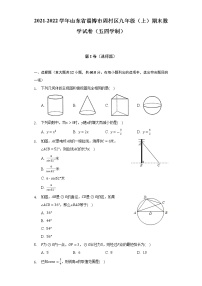 山东省淄博市周村区2021-2022学年九年级（上）期末数学试卷（五四学制）(解析版)