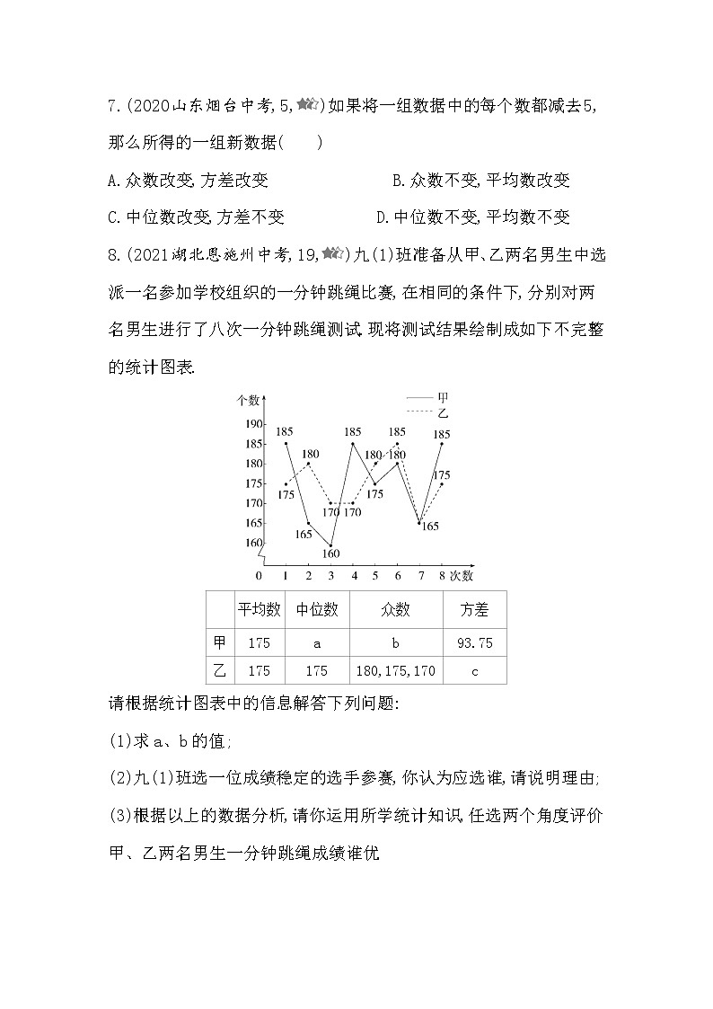 北师大版数学八年级上册6.4数据的离散程度  同步练习（含解析）03