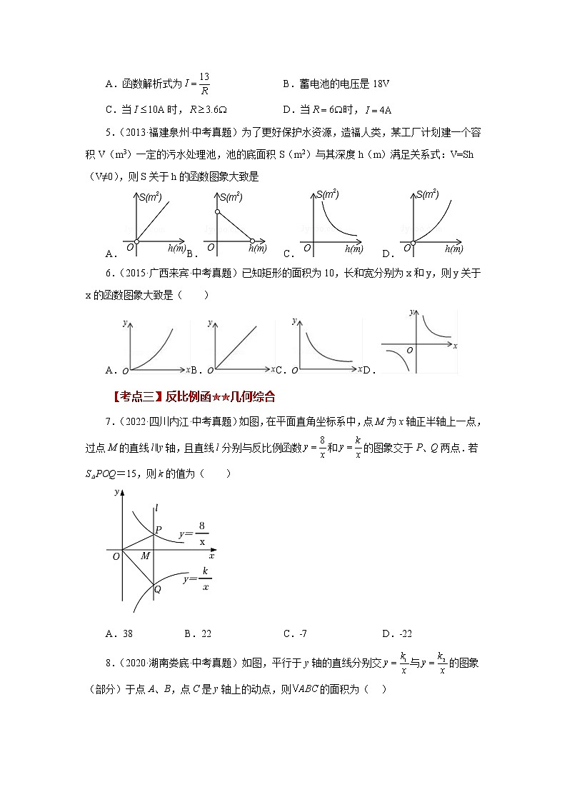 专题26.30 《反比例函数》中考常考考点专题（2）（基础篇）（专项练习）-2022-2023学年九年级数学下册基础知识专项讲练（人教版）02