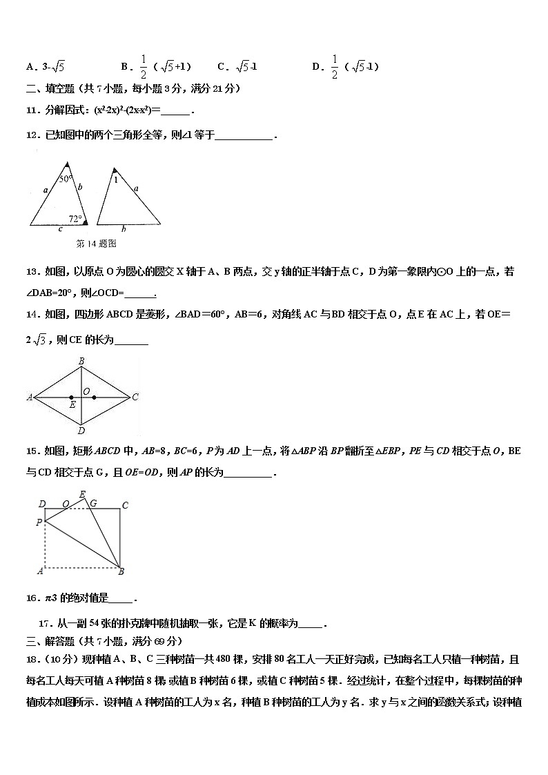 浙江省宁波市江北区2022年初中数学毕业考试模拟冲刺卷含解析03