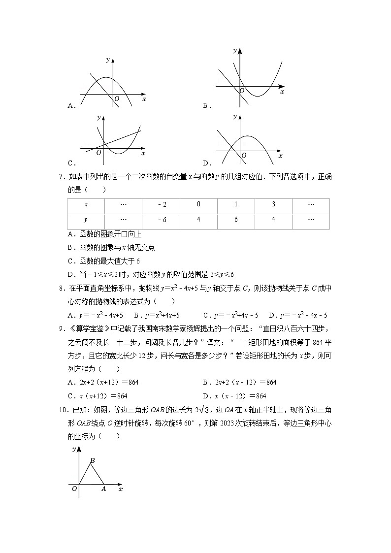 河南省驻马店市平舆县2022-2023学年九年级上学期期中数学试卷+第2页
