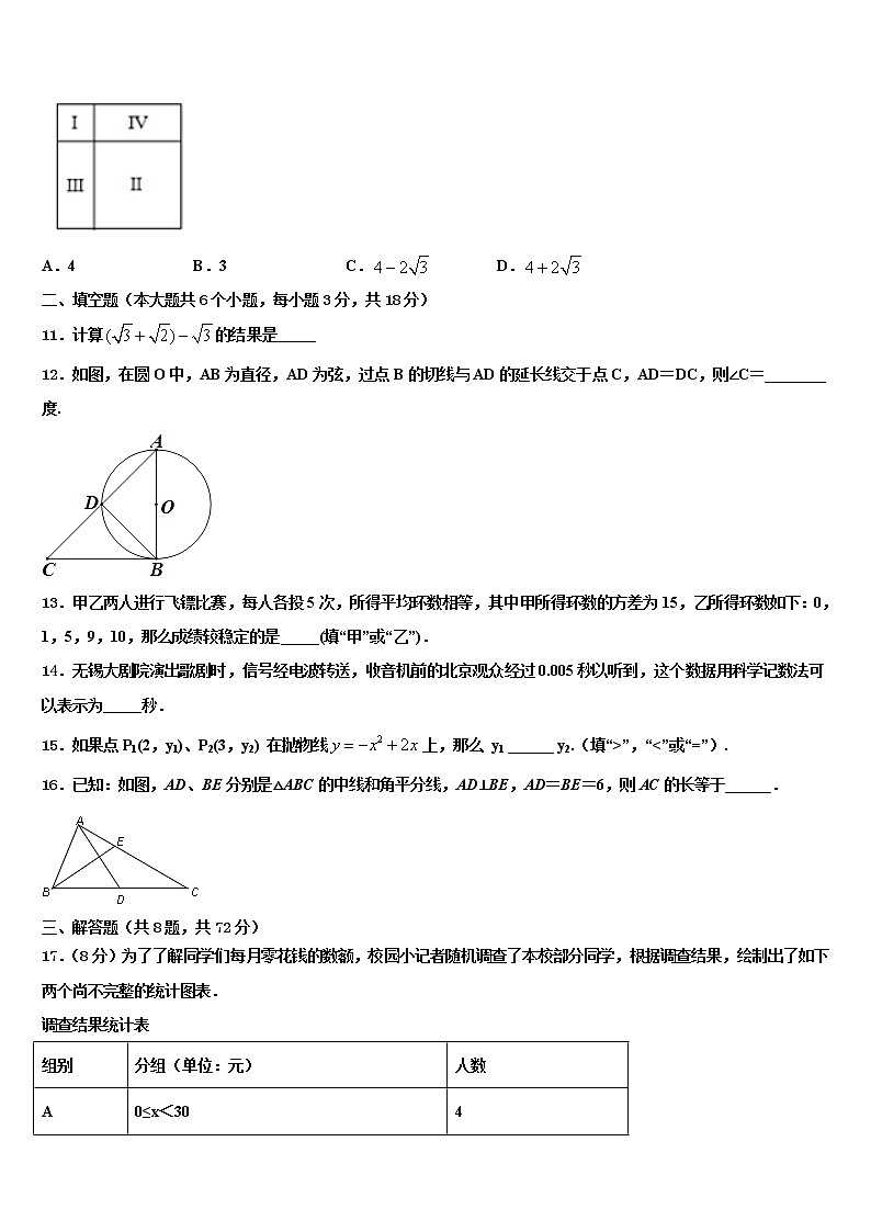 重庆市一中学2021-2022学年中考五模数学试题含解析第3页