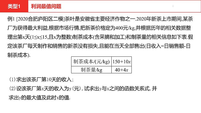 中考总复习数学（安徽地区）题型6二次函数的实际应用课件第4页