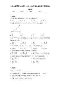 上海市奉贤区六校联考2022-2023学年九年级上学期期中数学试卷(含答案)
