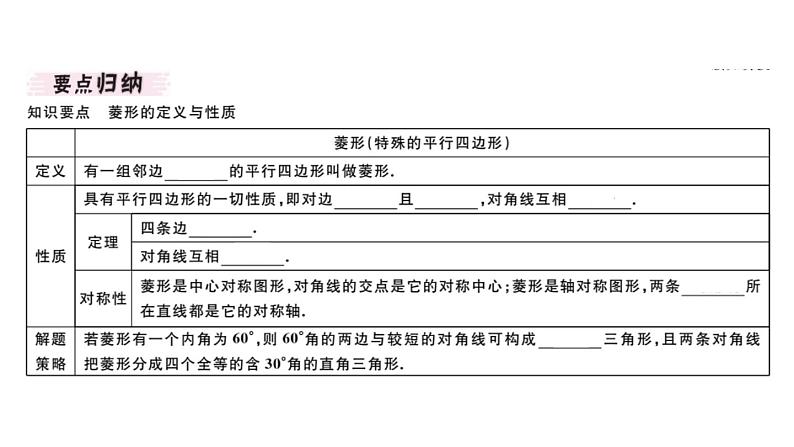 北师大版九年级数学上第一章特殊平行四边形1.1第1课菱形的性质课堂习题课件第2页