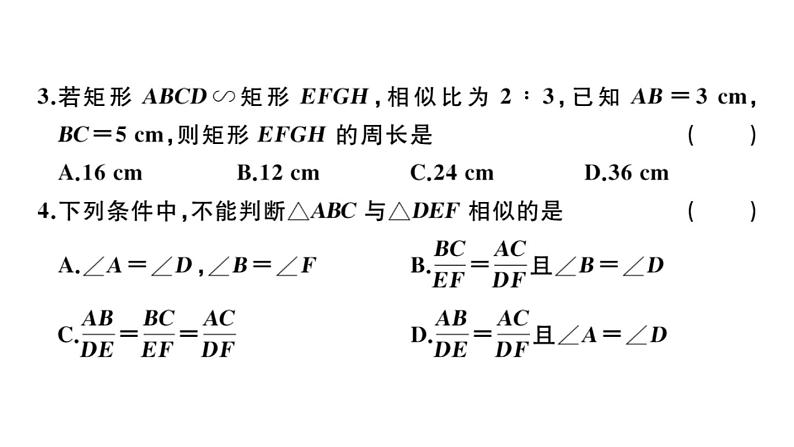 北师大版九年级数学上第四章图形的相似单元习题课件第4页