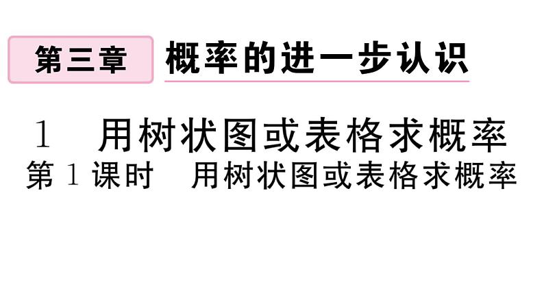 北师大版九年级数学上第三章概率的进一步认识3.1 第1课时 用树状图或表格求概率课后习题课件第1页