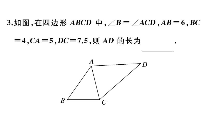 北师大版九年级数学上第四章图形的相似4.5 相似三角形判定定理的证明课后习题课件第3页