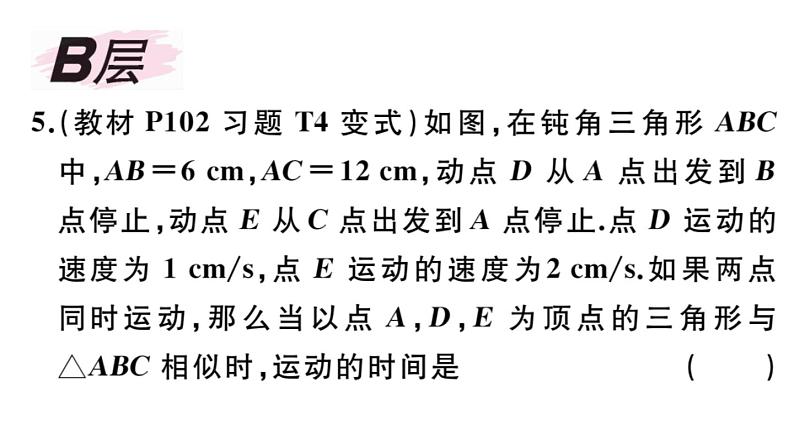 北师大版九年级数学上第四章图形的相似4.5 相似三角形判定定理的证明课后习题课件第6页