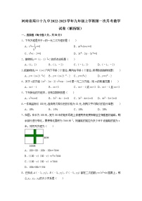 河南省周口市第十九初级中学2022-2023学年九年级上学期第一次月考数学试卷(含答案)