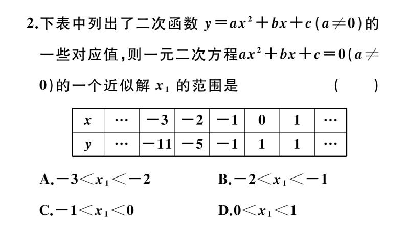 北师大版九年级数学下2.5 第2课时 利用二次函数求方程的近似根课堂练习课件04