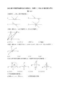 2023届中考数学高频考点专项练习：专题十二 考点25 相交线与平行线（A）