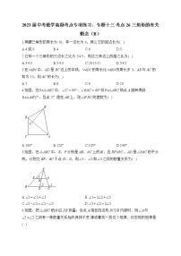 2023届中考数学高频考点专项练习：专题十三 考点26 三角形的有关概念（B）