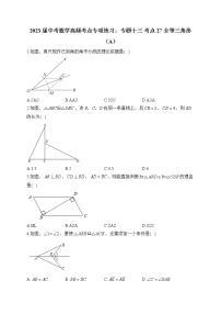 2023届中考数学高频考点专项练习：专题十三 考点27 全等三角形（A）