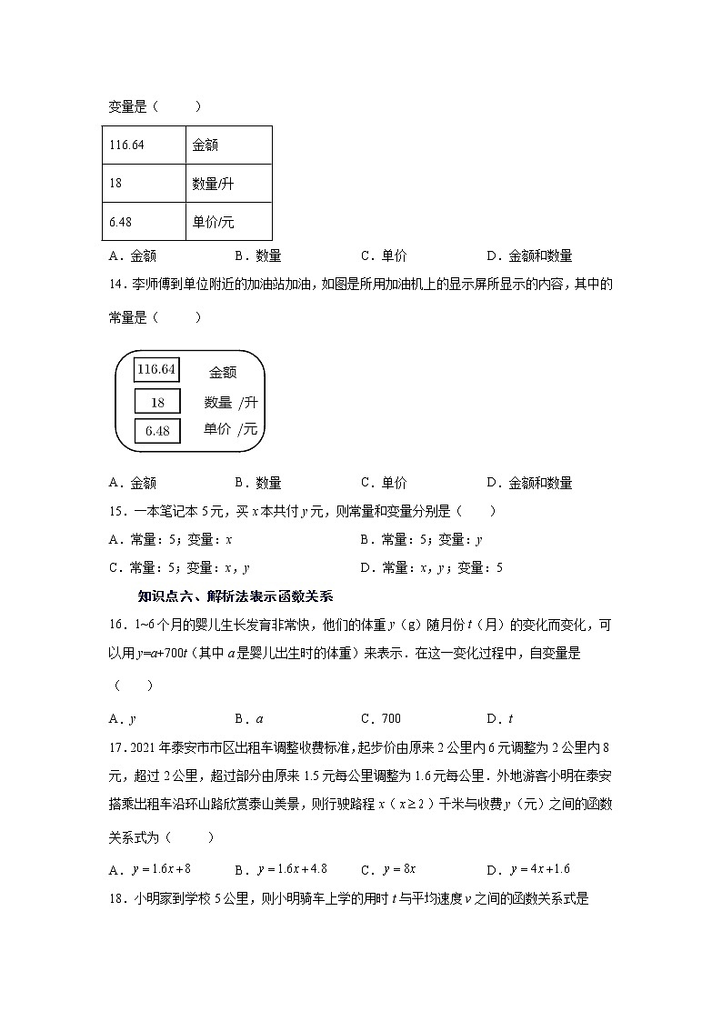 专题 19.2 变量与函数（基础篇）（专项练习）-八年级数学下册基础知识专项讲练（人教版）03