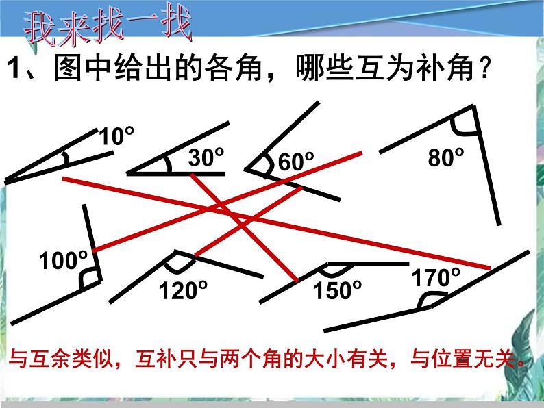 人教版 七年级上册余角和补角 公开课课件 - 副本08