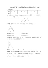 2022年中考数学复习微专题靶向练 全等三角形 专题