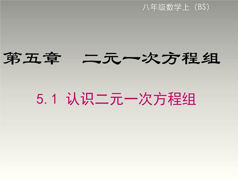 八年级数学北师大版上册 5.1 二元一次方程组   课件2第1页